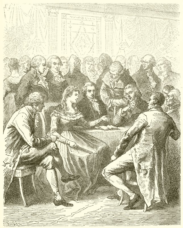 De Girondijnen bij Madame Roland thuis door French School