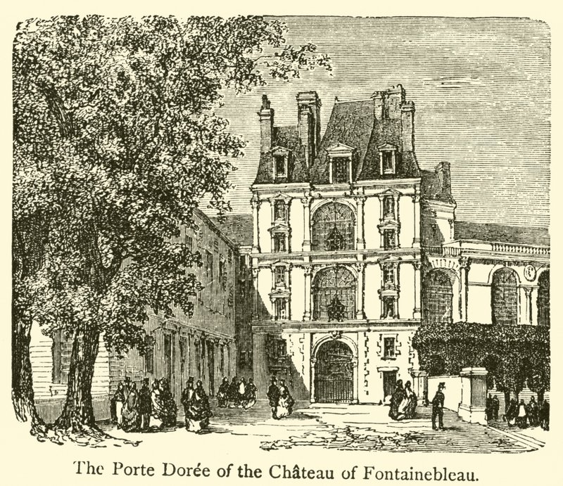 De Porte Doree van het kasteel van Fontainebleau door French School