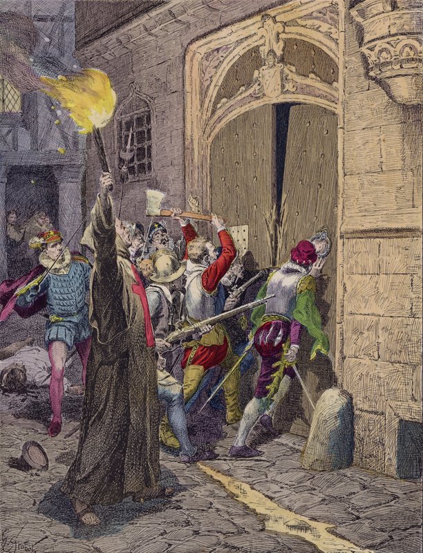 Het bloedbad op St Bartholomeusdag in Parijs door French School