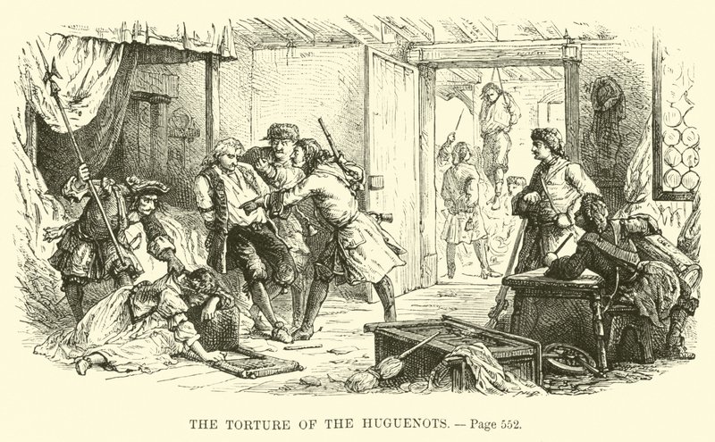 De marteling van de Hugenoten door French School