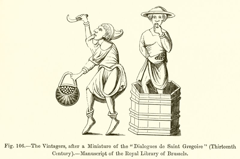 De Wijnoogsters, naar een Miniatuur van de Dialogen van Sint Gregorius door French School
