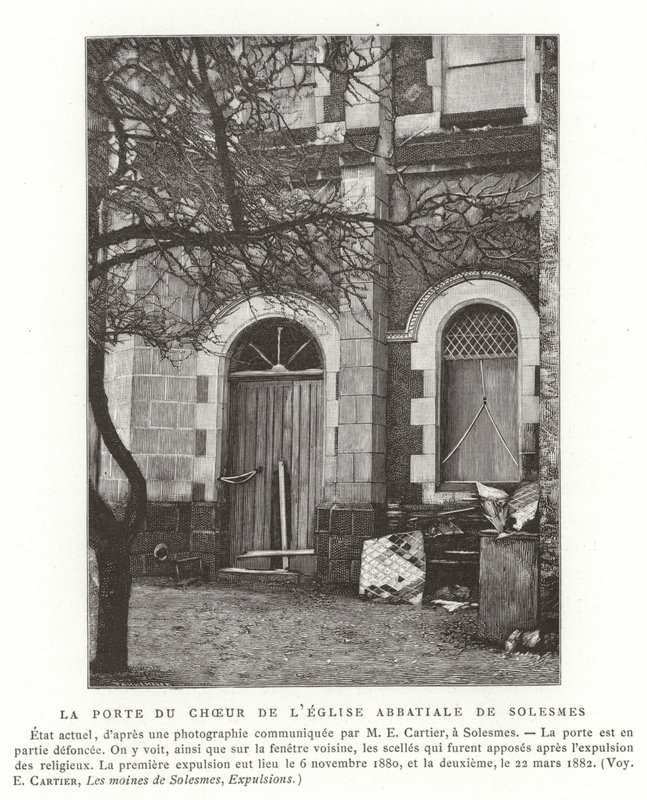 De deur naar het koor van de abdijkerk van Solesmes, Frankrijk door French School