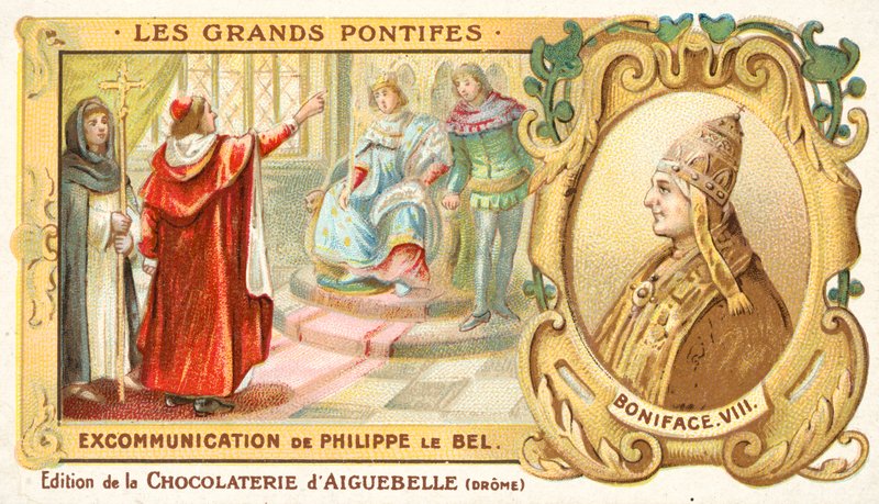 De excommunicatie van Filips IV van Frankrijk door paus Bonifatius VIII door French School