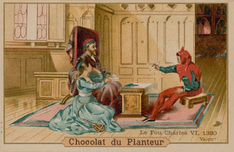 De dwaas en Karel VI, koning van Frankrijk (1368-1422) door French School