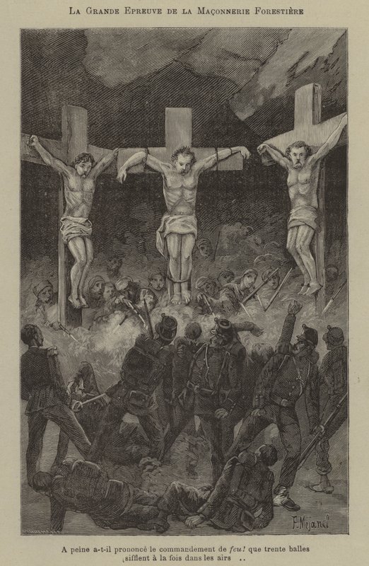De grote test van de metselaars van het bos (gravure) door French School