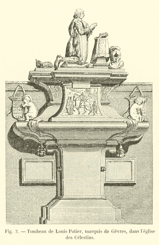 Graf van Louis Potier, markies van Gesvres, in de kerk van de Celestijnen door French School