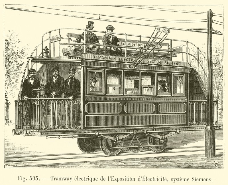 Elektrische tram van de Elektriciteitstentoonstelling, Siemens systeem door French School