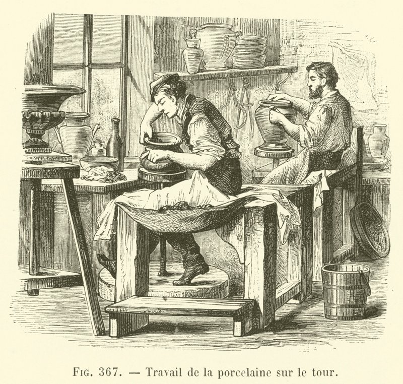 Travail de la porcelaine sur le tour door French School