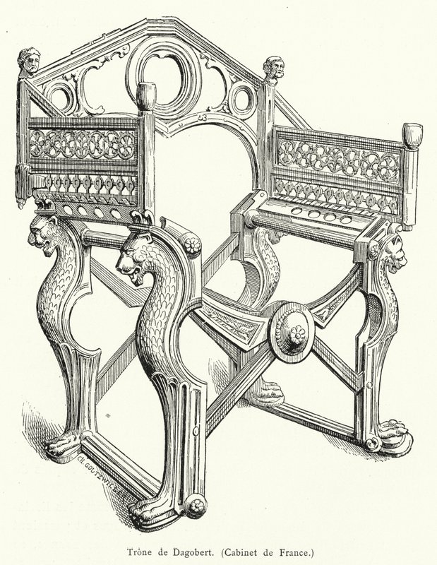 Troon van Dagobert (gravure) door French School