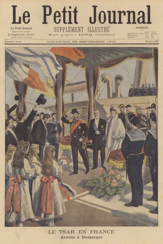 Tsaar Nicolaas II van Rusland arriveert in Duinkerken tijdens zijn bezoek aan Frankrijk door French School