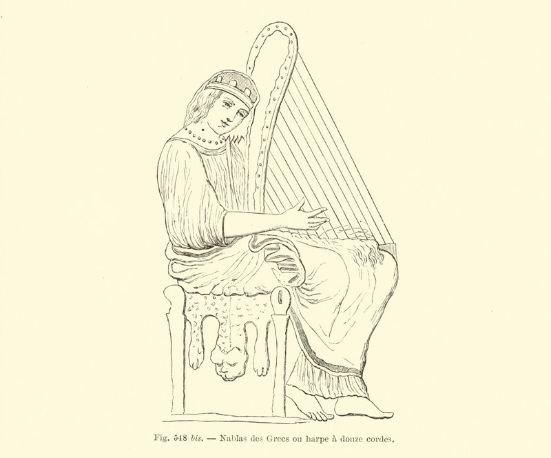 Twaalf-snarige Griekse harp door French School
