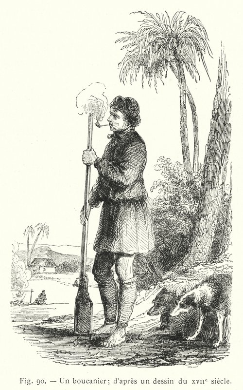 Een boekanier; naar een tekening uit de XVIIe eeuw (gravure) door French School