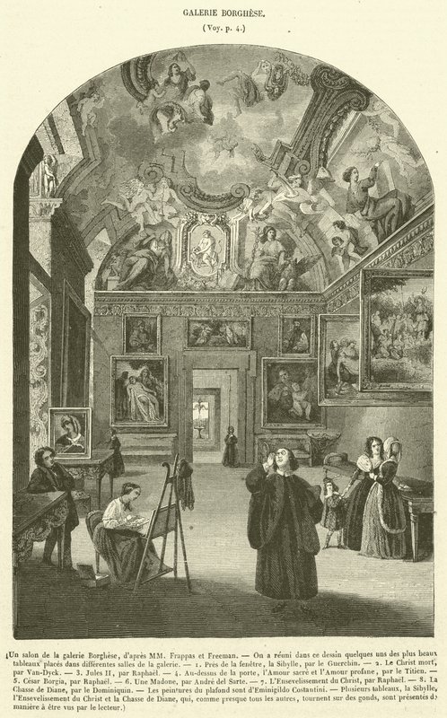 Een salon van de Borghese galerij door French School