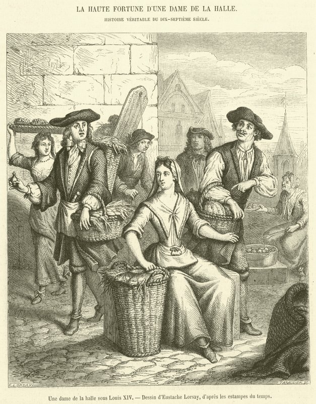 Een dame van de markt onder Lodewijk XIV door French School