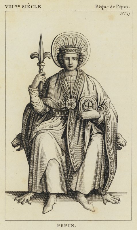 VIII Eeuw, Regering van Pepijn, Pepijn (gravure) door French School