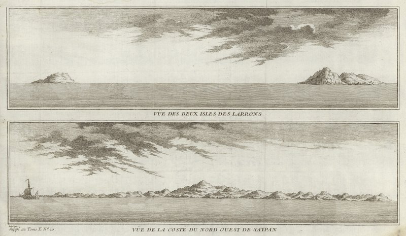 Uitzichten van de Marianen en de kust van Noordwest-Saipan door French School
