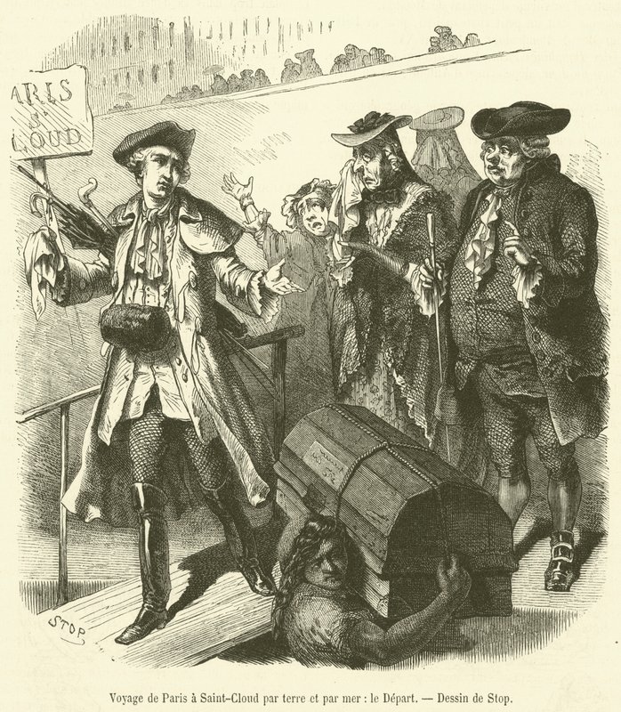 Reis van Parijs naar Saint-Cloud over land en zee, het Vertrek door French School