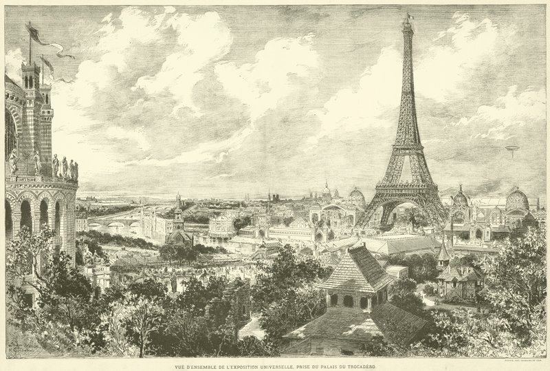 Overzicht van de Wereldtentoonstelling, genomen vanaf het Palais du Trocadéro door French School