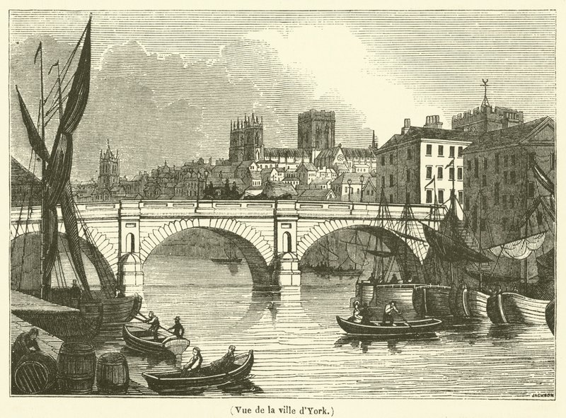 Gezicht op de stad York (gravure) door French School
