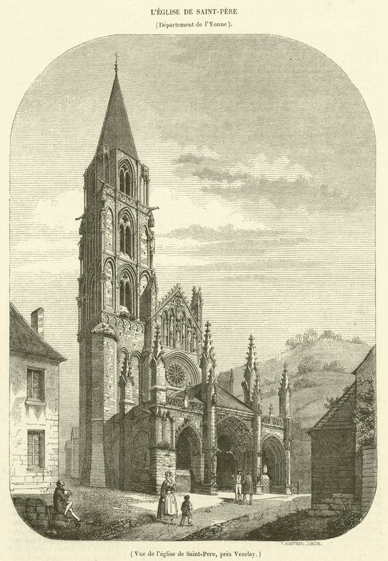 Zicht op de kerk van Saint-Pere, nabij Vezelay door French School