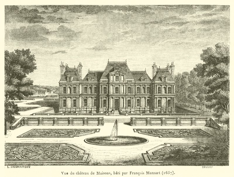 Zicht op het kasteel van Maisons, gebouwd door Francois Mansart door French School