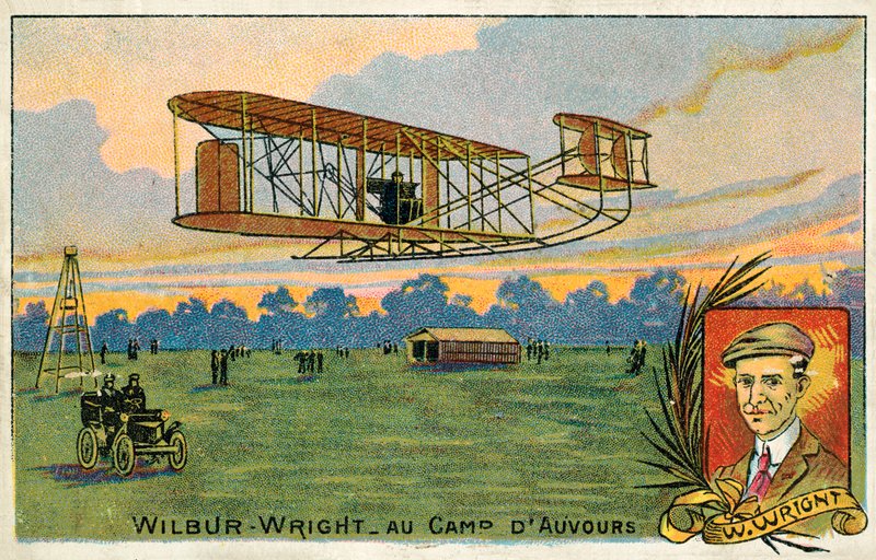 Wilbur Wright maakt een vlucht op het Camp d