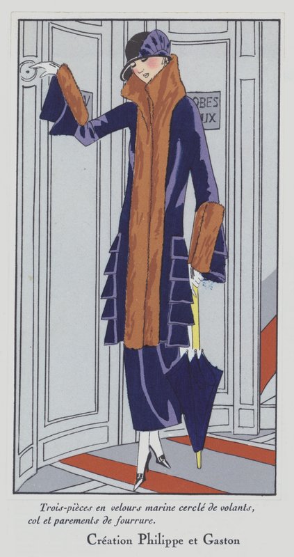 Damesmode uit de jaren 1920 van Philippe en Gaston (kleurenlitho) door French School