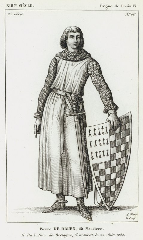 XIII Eeuw, Regering van Lodewijk IX, Pierre de Druex, genaamd Mauclere, Hij was Hertog van Bretagne; hij stierf op 22 juni 1250 door French School