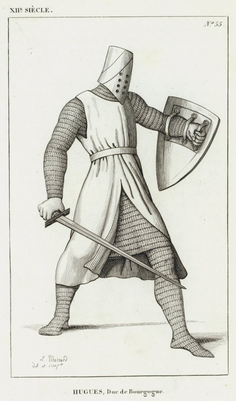 12e eeuw, Hugues, Hertog van Bourgondië (gravure) door French School