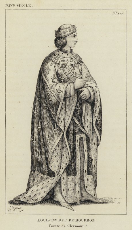 XIV Eeuw, Louis I Hertog van Bourbon, Graaf van Clermont (gravure) door French School