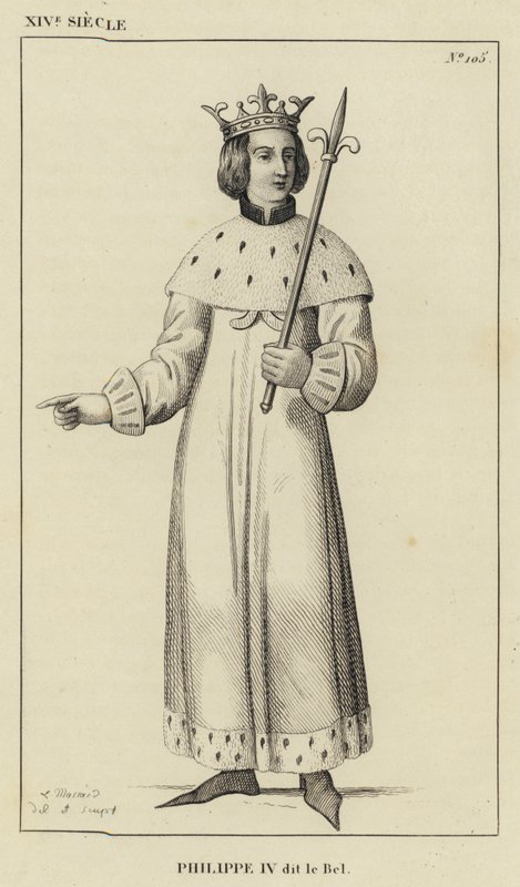 14e eeuw, Filips IV, bijgenaamd de Schone (gravure) door French School