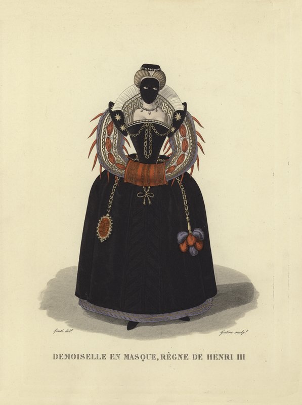 Jonge dame met masker, regeerperiode van Hendrik III van Frankrijk door French School