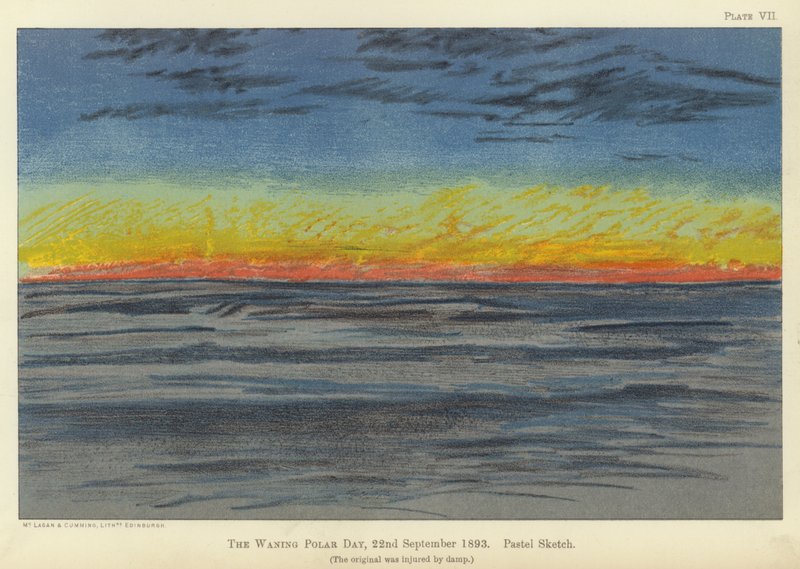 De afnemende pooldag, 22 september 1893, pastelschets door Fridtjof Nansen