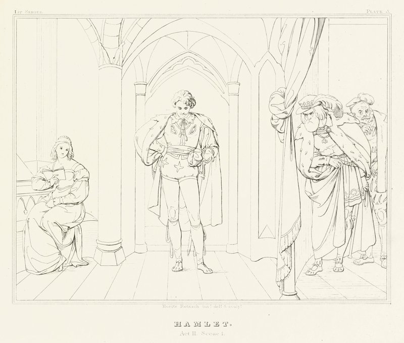 Hamlet, Act III, Scene 1 door Friedrich August Moritz Retzsch