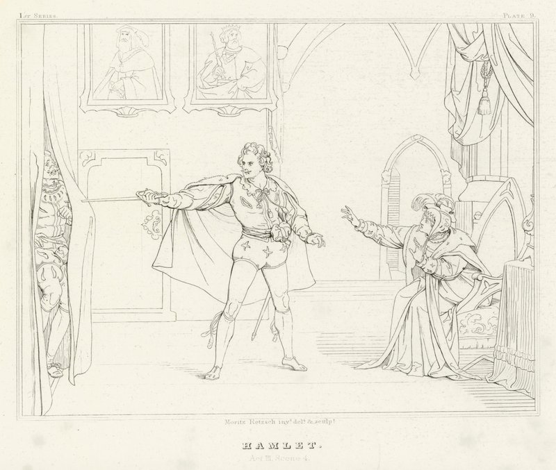 Hamlet, Act III, Scene 4 door Friedrich August Moritz Retzsch