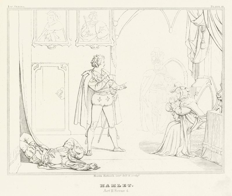 Hamlet, Act III, Scene 4 door Friedrich August Moritz Retzsch