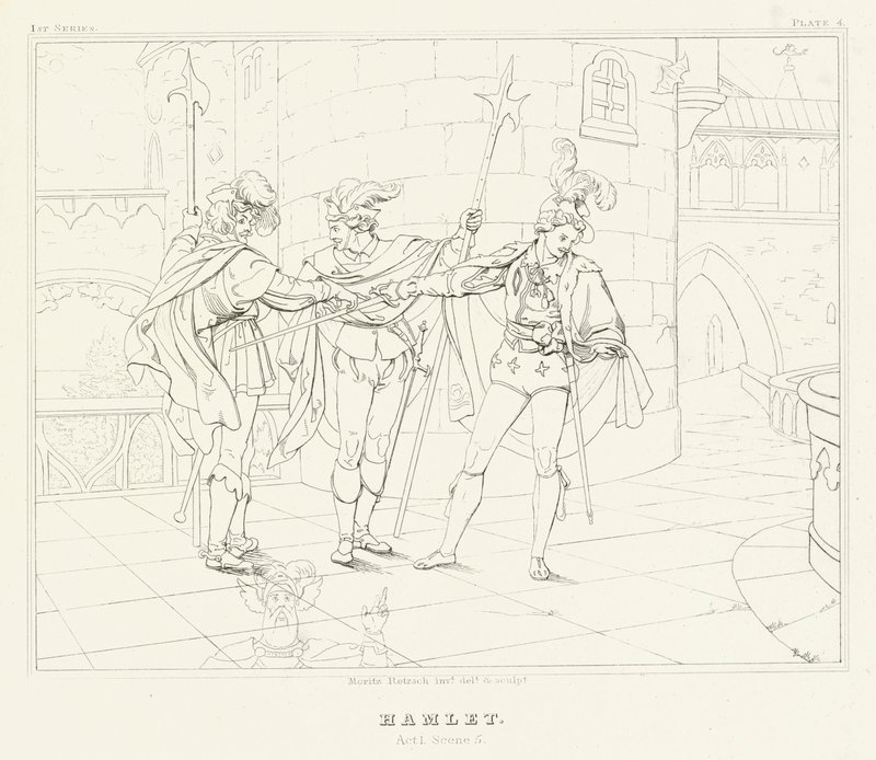 Hamlet, Acte I, Scene 5 door Friedrich August Moritz Retzsch
