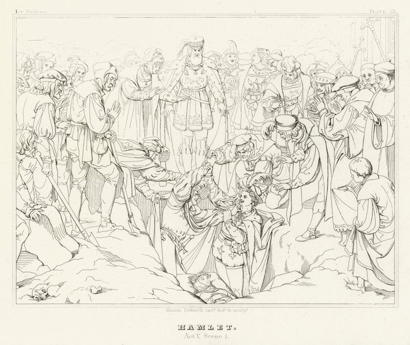 Hamlet, Acte V, Scene 1 door Friedrich August Moritz Retzsch