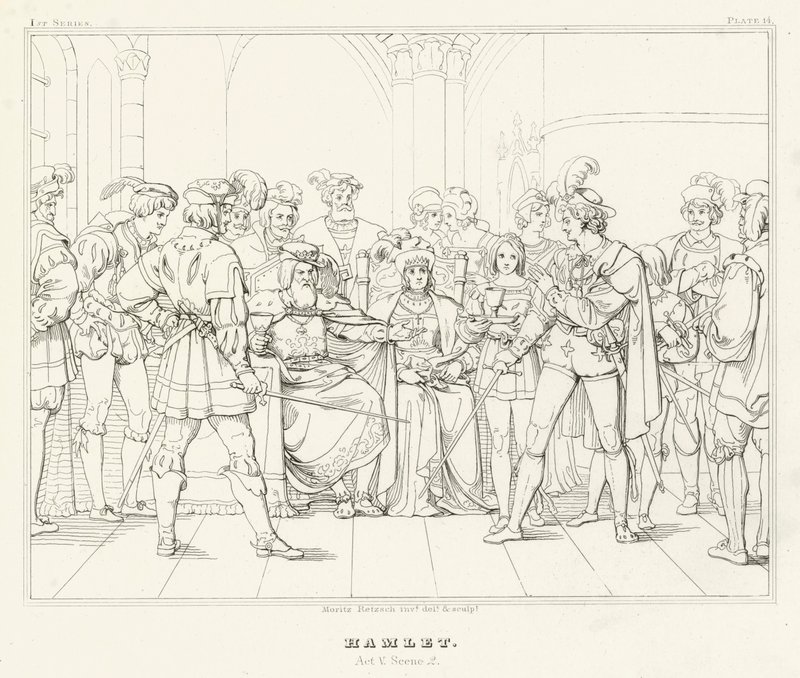 Hamlet, Act V, Scene 2 door Friedrich August Moritz Retzsch