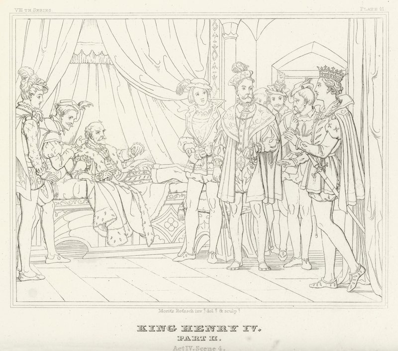 Koning Hendrik IV, Deel II, Act IV, Scene 4 (gravure) door Friedrich August Moritz Retzsch