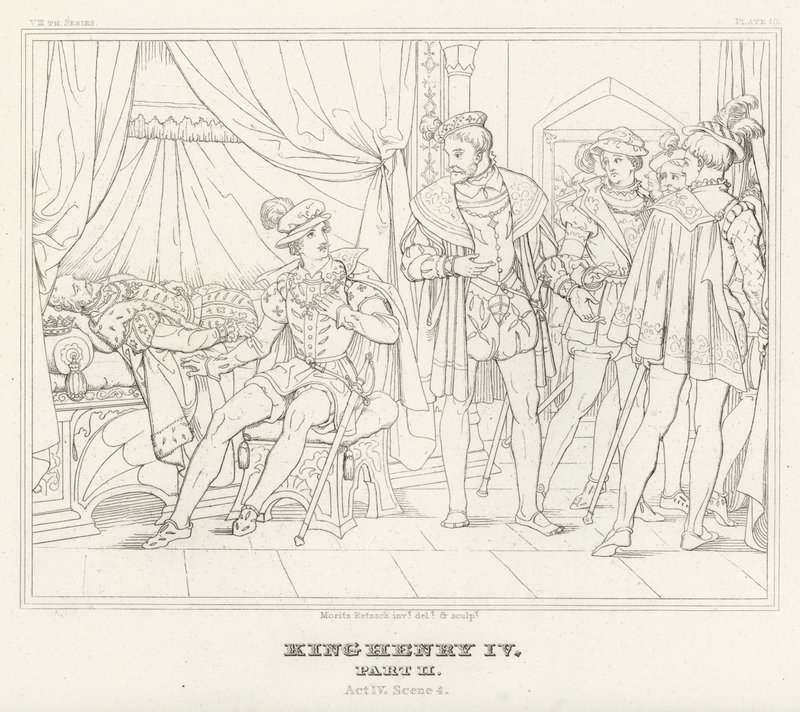 Koning Hendrik IV, Deel II, Act IV, Scene 4 (gravure) door Friedrich August Moritz Retzsch