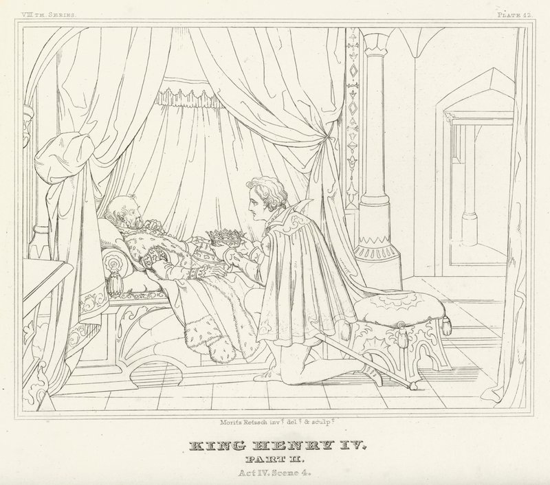 Koning Hendrik IV, Deel II, Act IV, Scene 4 (gravure) door Friedrich August Moritz Retzsch