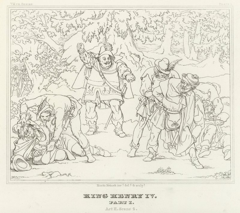 Koning Hendrik IV, Deel I, Act II, Scene 2 door Friedrich August Moritz Retzsch