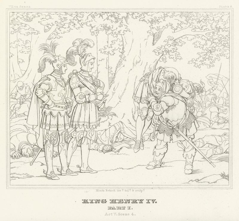 Koning Hendrik IV, Deel I, Act V, Scene 4 (gravure) door Friedrich August Moritz Retzsch
