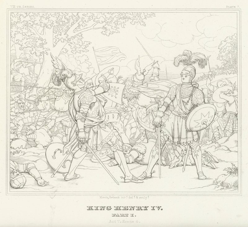 Koning Hendrik IV, Deel I, Act V, Scene 4 door Friedrich August Moritz Retzsch