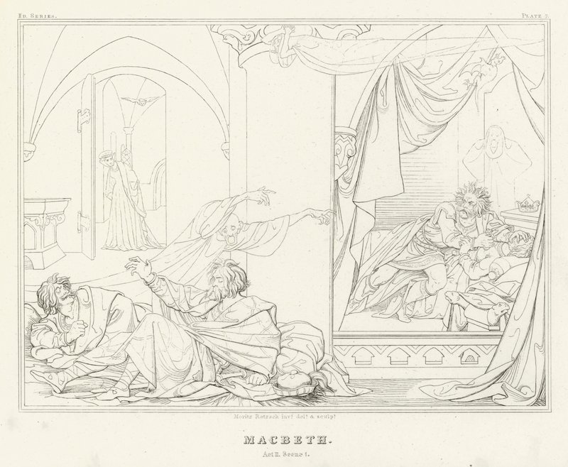 Macbeth, Act II, Scene 1 (gravure) door Friedrich August Moritz Retzsch