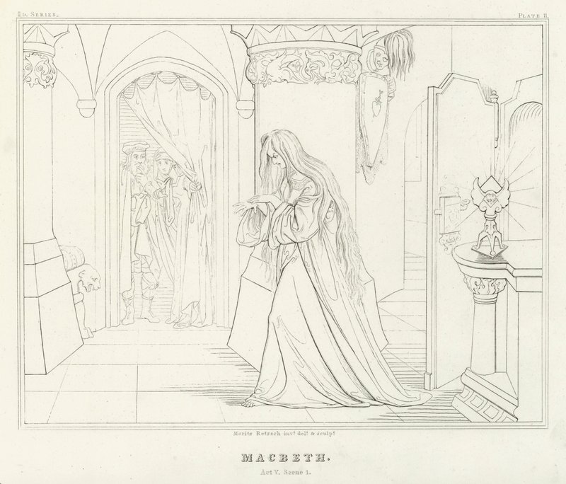 Macbeth, Acte V, Scene 1 door Friedrich August Moritz Retzsch