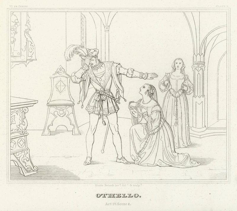 Othello, Act IV, Scene 2 (gravure) door Friedrich August Moritz Retzsch