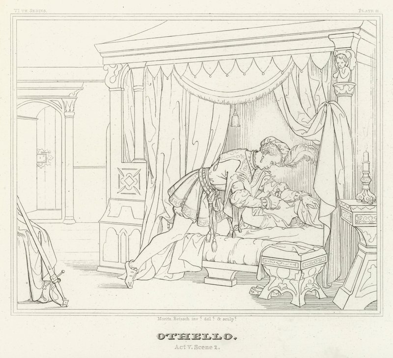 Othello, Act V, Scene 2 (gravure) door Friedrich August Moritz Retzsch