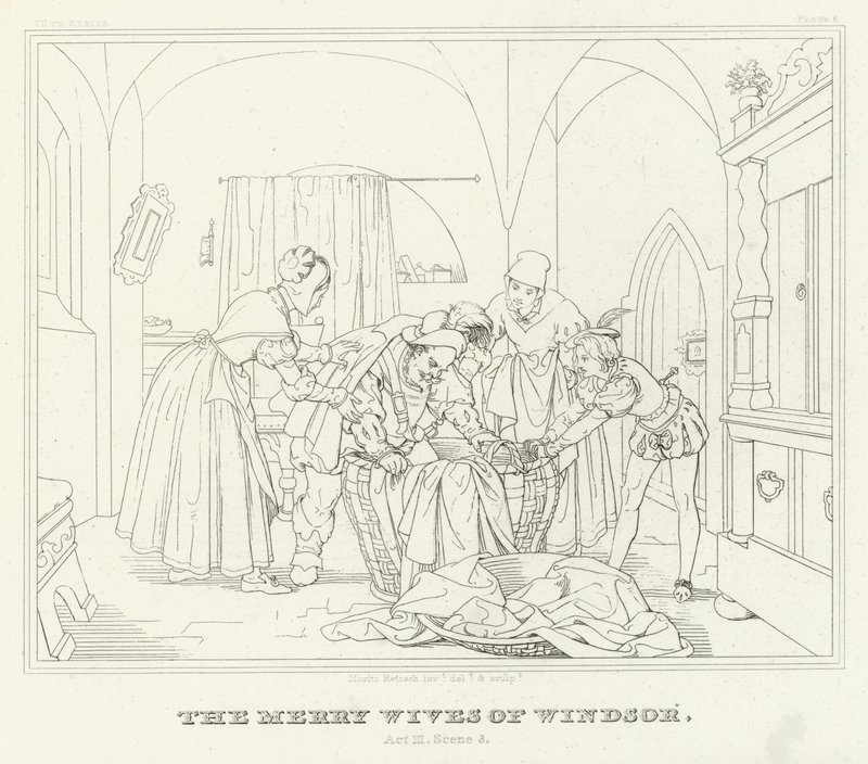 De Vrolijke Vrouwtjes van Windsor, Act III, Scene 3 door Friedrich August Moritz Retzsch